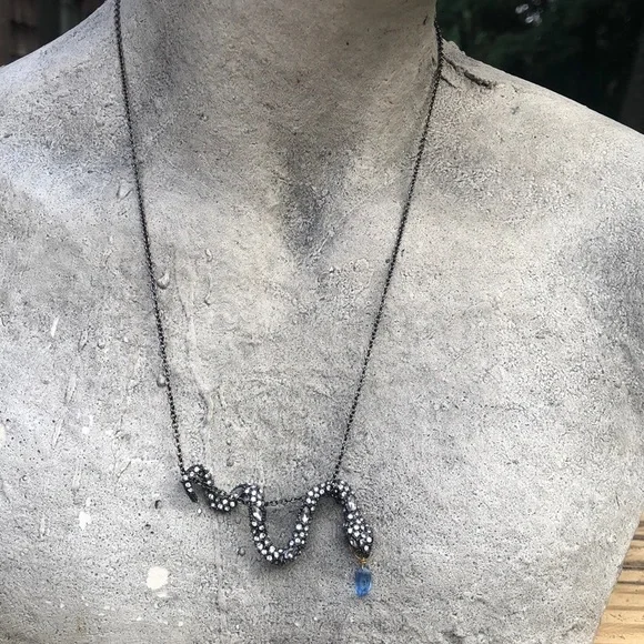 Alexis Bittar snake necklace with blue drop - Picture 8 of 10